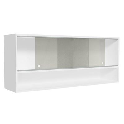 Armário Aéreo 120cm 2 Portas Correr Vidro Pontilhado 1 Nicho Branco Para Cozinhas Glamy Lux E Reims Madesa Branco