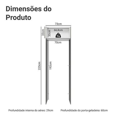Porta-geladeira 73 Cm 1 Porta Basculante Cinza/branco/cinza Agata Madesa Cinza/branco/cinza