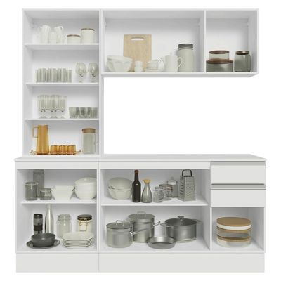 Armário De Cozinha Compacta 100% Mdf 180 Cm Branco Smart Madesa 03 Branco Branco