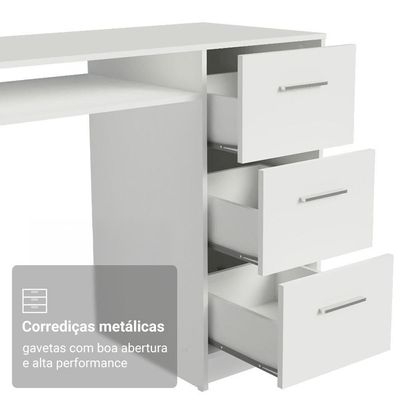 Escrivaninha Penteadeira 136cm 1 Porta 3 Gavetas Madesa Branco