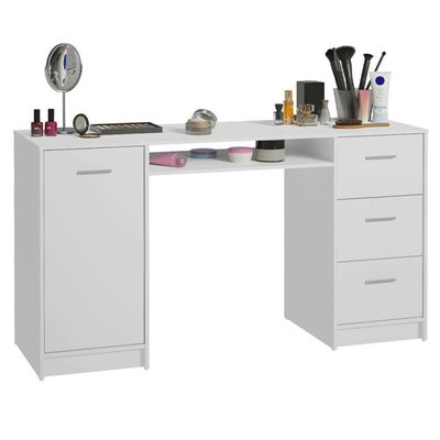 Escrivaninha Penteadeira 136cm 1 Porta 3 Gavetas Madesa Branco