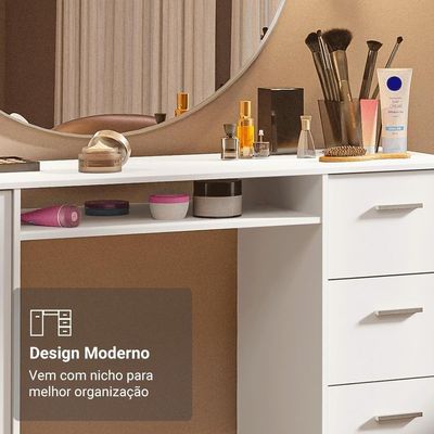 Escrivaninha Penteadeira 136cm 1 Porta 3 Gavetas Madesa Branco