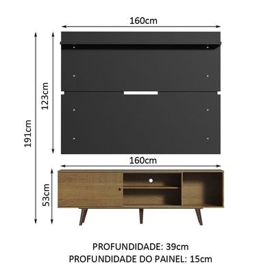 Rack Madesa Dubai e Painel para até 65 Polegadas com Pés