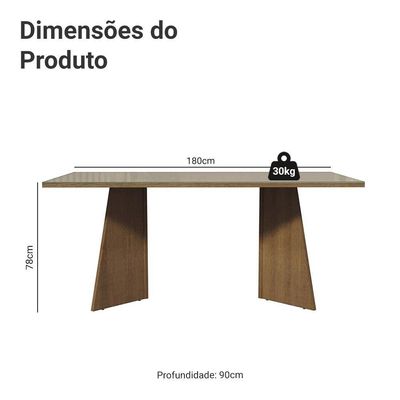 Mesa Para Escritório Diretor Presidente 180cm Tampo De Vidro Rustic-crema 5388 Madesa