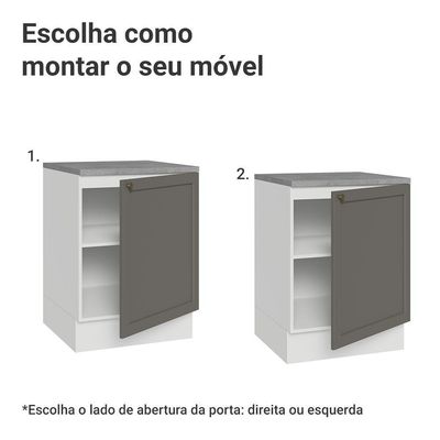 Balcão De Cozinha 60 Cm 1 Porta Branco/cinza Vik Madesa Branco/cinza