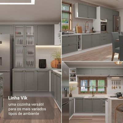 Balcão De Cozinha 60 Cm 1 Porta Branco/cinza Vik Madesa Branco/cinza