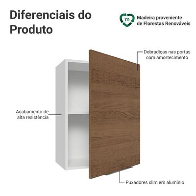 Armário Aéreo 50cm 1 Porta Branco/rustic Stella Madesa Branco/rustic