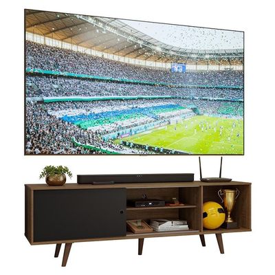 Rack Para Tv Até 80 Polegadas 160cm Com Pés Rustic/preto Torino Madesa Rustic/preto