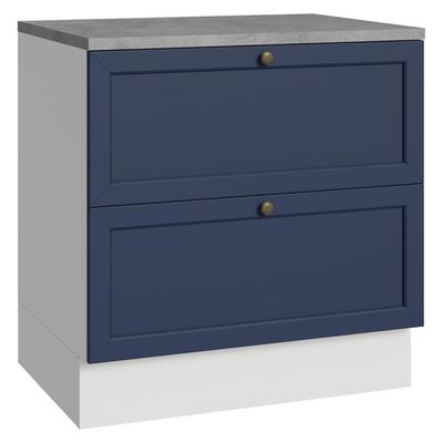 Balcão De Cozinha 80 Cm 2 Gavetas Branco/azul Vik Madesa Branco/azul