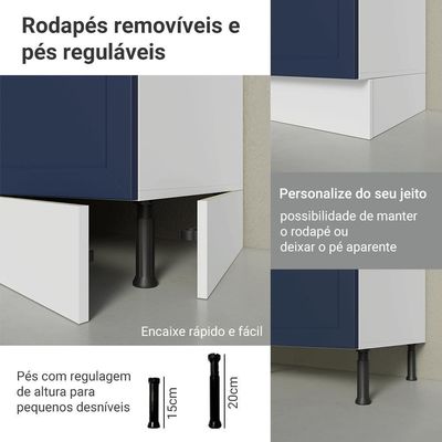 Balcão De Cozinha 80 Cm 2 Gavetas Branco/azul Vik Madesa Branco/azul