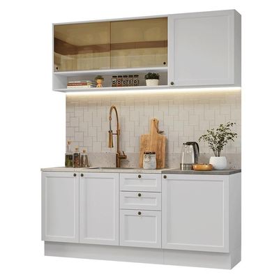 Armário De Cozinha Compacta 180 Cm Branco Vik Madesa 04 Branco