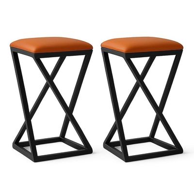 Kit 2 Banqueta Baixa Cozinha 50 Cm Balcão Bar Gourmet Corino Caramelo