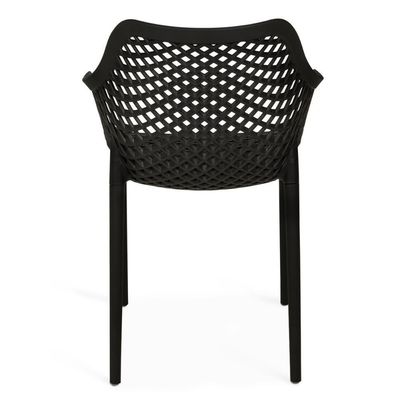 Kit 4 Cadeiras De Jantar Design Suits Com Braços Empilhável Em Polipropileno - Preto