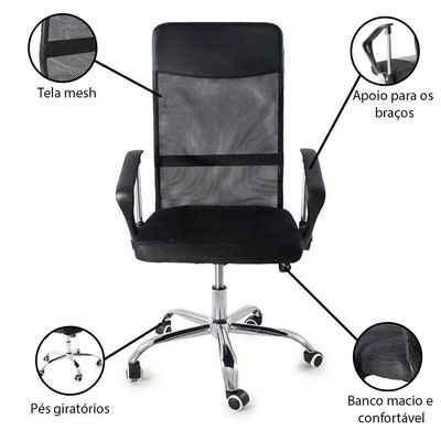 Kit 2 Cadeiras De Escritorio Nagano Oficial Preto
