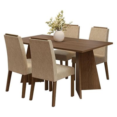 Conjunto Sala De Jantar Tampo De Madeira 4 Cadeiras Rustic/imperial évora Madesa