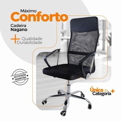 Kit 2 Cadeiras De Escritório Nagano Oficial Preto