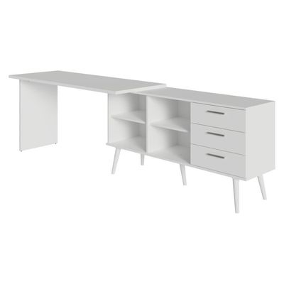 Mesa Para Computador Gamer Em L 3 Gavetas Branco Lisboa Madesa
