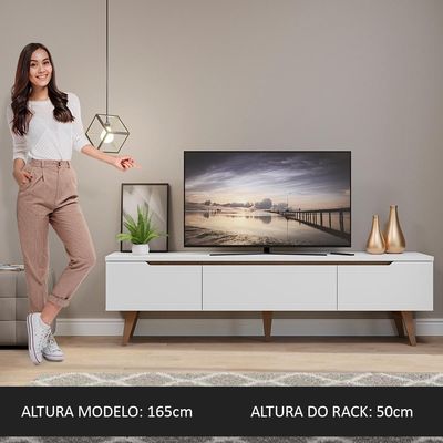 Rack Para Até 75 Polegadas Madesa Brest 2 Portas 1 Gaveta Branco