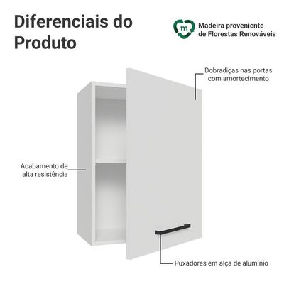 Armário Aéreo 50cm 1 Porta Branco Agata Madesa Branco