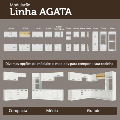 Armário Aéreo 50cm 1 Porta Branco Agata Madesa Branco