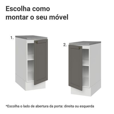 Balcão De Cozinha 35 Cm 1 Porta Branco/cinza Vik Madesa Branco/cinza