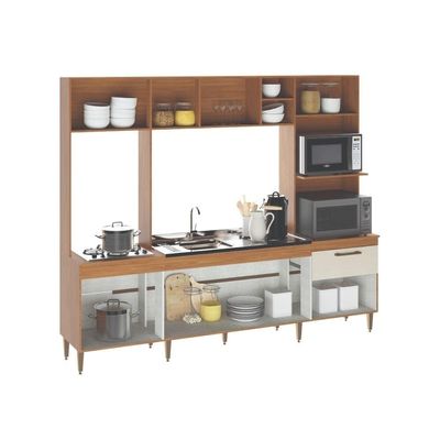Armário De Cozinha Compacta Roma 6 Portas C/ Torre Quente Menu Móveis