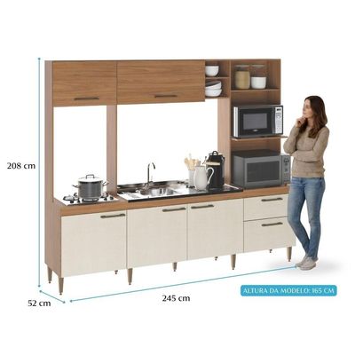 Armário De Cozinha Compacta Roma 6 Portas C/ Torre Quente Menu Móveis