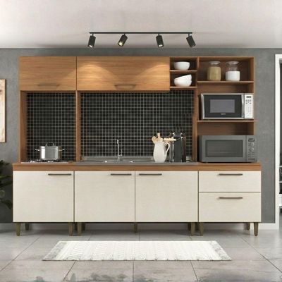 Armário De Cozinha Compacta Roma 6 Portas C/ Torre Quente Menu Móveis