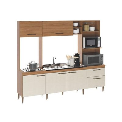 Armário De Cozinha Compacta Roma 6 Portas C/ Torre Quente Menu Móveis