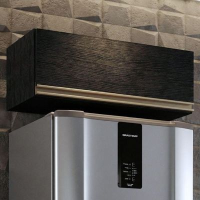 Armário Aéreo 1 Porta Para Cozinha Modulada Milão Menu Móveis Preto