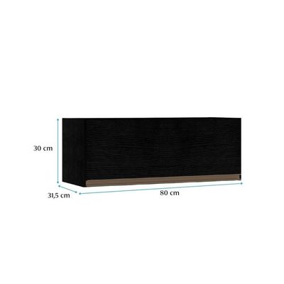 Armário Aéreo 1 Porta Para Cozinha Modulada Milão Menu Móveis Preto
