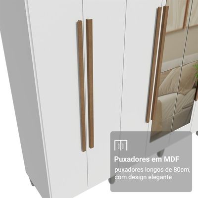 Guarda-roupa Casal Com Pés 8 Portas Batentes Com Espelho Branco-branco-rustic Venus Madesa