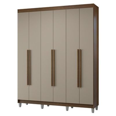 Guarda-roupa Casal Com Pés 6 Portas Batentes Rustic-crema-rustic Netuno Madesa