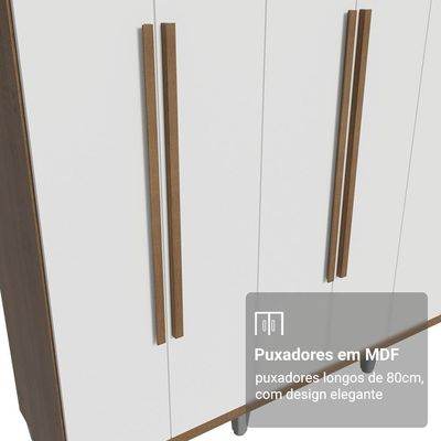 Guarda-roupa Casal Com Pés 6 Portas Batentes Rustic-branco-rustic Saturno Madesa