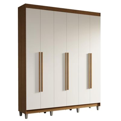Guarda-roupa Casal Com Pés 6 Portas Batentes Rustic-branco-rustic Saturno Madesa