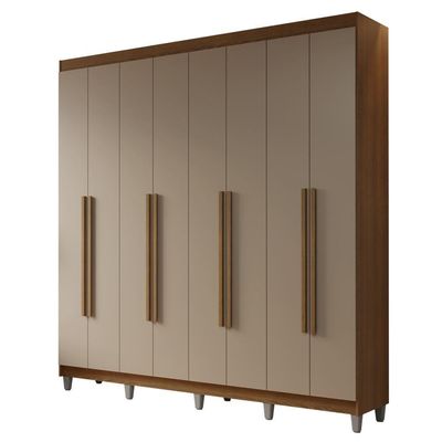 Guarda-roupa Casal Com Pés 8 Portas Batentes Rustic-crema-rustic Netuno Madesa