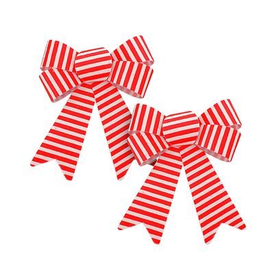Laço Natalino Yangzi em Tecido Vermelho e Branco 2 Unidades 15x17cm