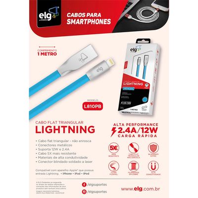 Cabo Lightning ELG Flat L810PB Azul 1m