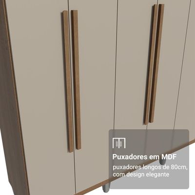 Guarda-roupa Casal Com Pés 6 Portas Batentes Rustic-crema-rustic Venus Madesa