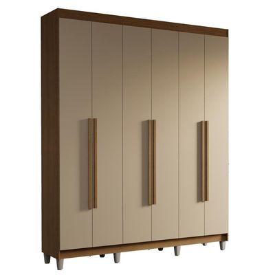 Guarda-roupa Casal Com Pés 6 Portas Batentes Rustic-crema-rustic Saturno Madesa