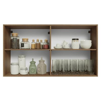 Armário Aéreo 120 Cm 2 Portas Vik Madesa Rustic/cinza