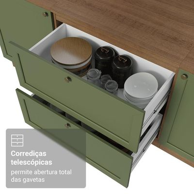 Balcão De Cozinha 80 Cm 2 Gavetas Rustic/verde Vik Madesa Rustic/verde