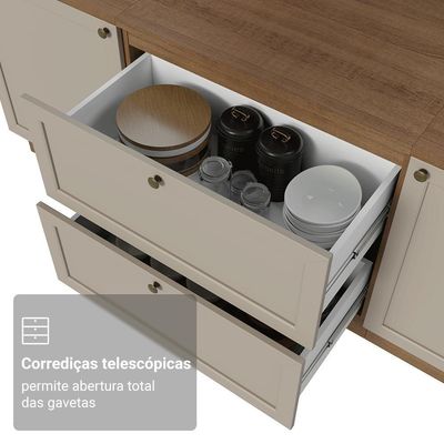 Balcão De Cozinha 80 Cm 2 Gavetas Rustic-crema Vik Madesa Rustic-crema