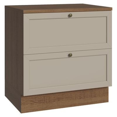 Balcão De Cozinha 80 Cm 2 Gavetas Rustic-crema Vik Madesa Rustic-crema