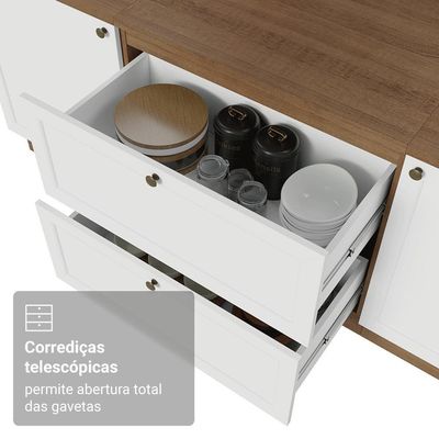Balcão De Cozinha 80 Cm 2 Gavetas Rustic/branco Vik Madesa Rustic/branco
