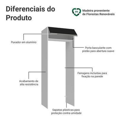 Porta-geladeira 83 Cm 1 Porta Basculante Branco/preto Glamy Madesa Branco/preto