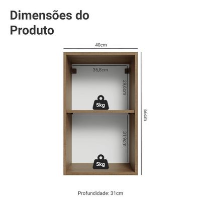 Armário Aéreo 40 Cm 1 Porta Vik Madesa Rustic/azul