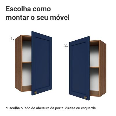 Armário Aéreo 40 Cm 1 Porta Vik Madesa Rustic/azul