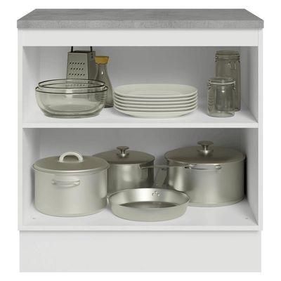 Balcão De Cozinha 80 Cm 2 Portas Branco-crema Vik Madesa Branco-crema