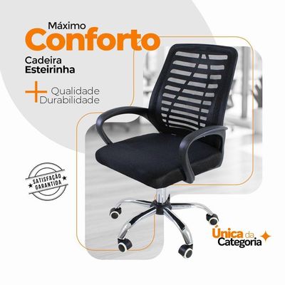Kit 10 Cadeiras Escritório Oficial Esteirinha Tela Mesh Pret
